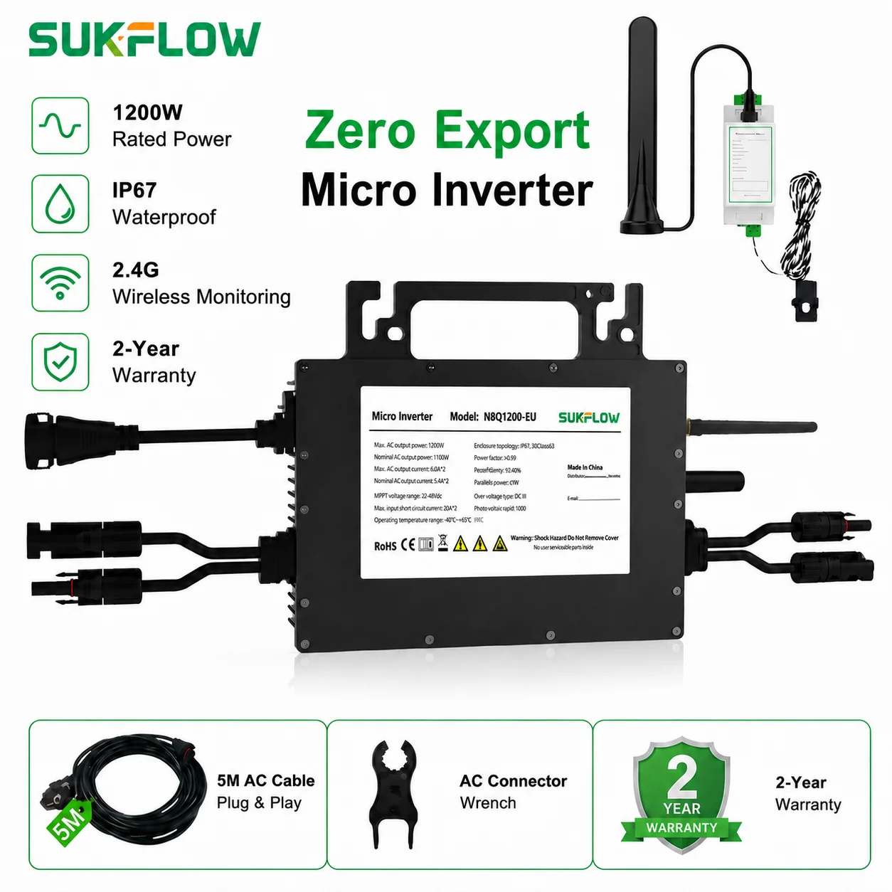 Grid Tie Micro Inverter - Mikroinverter Grid-Tie SUKFLOW Zero Expert 1200W