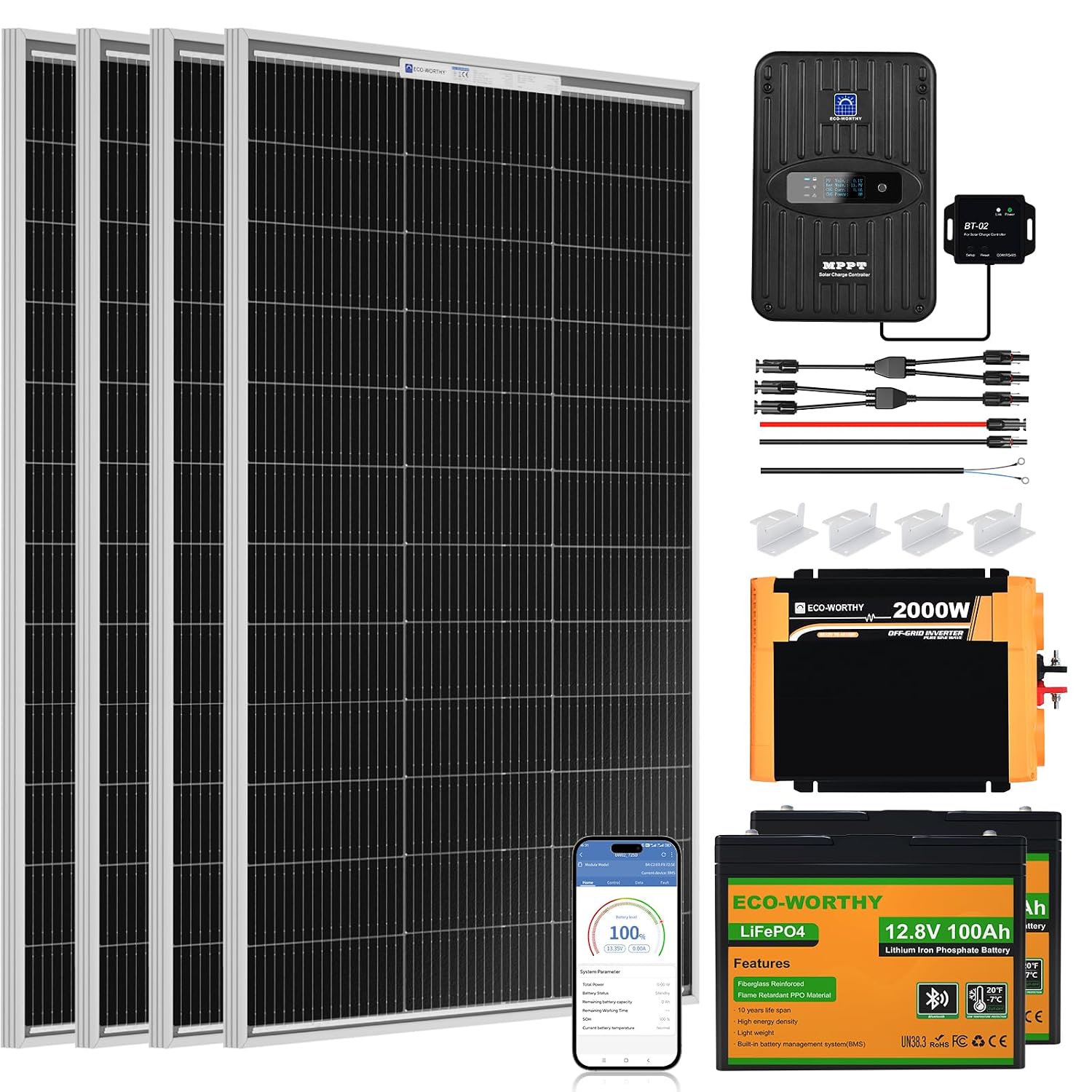 Kit Panel Surya Lengkap 1.6KWH - Rv Solar Kit 400W ulasan dan harga